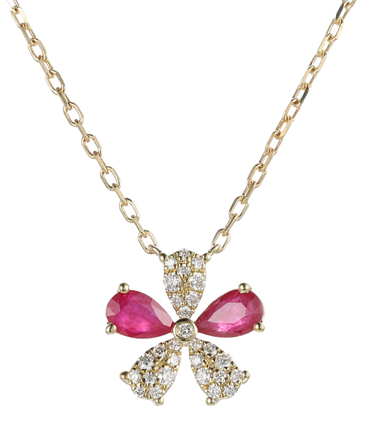 14K Gold Ruby & Diamond Necklace