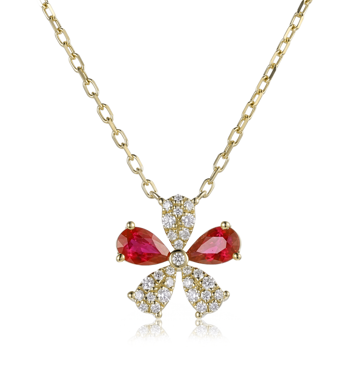 14K Gold Ruby & Diamond Necklace