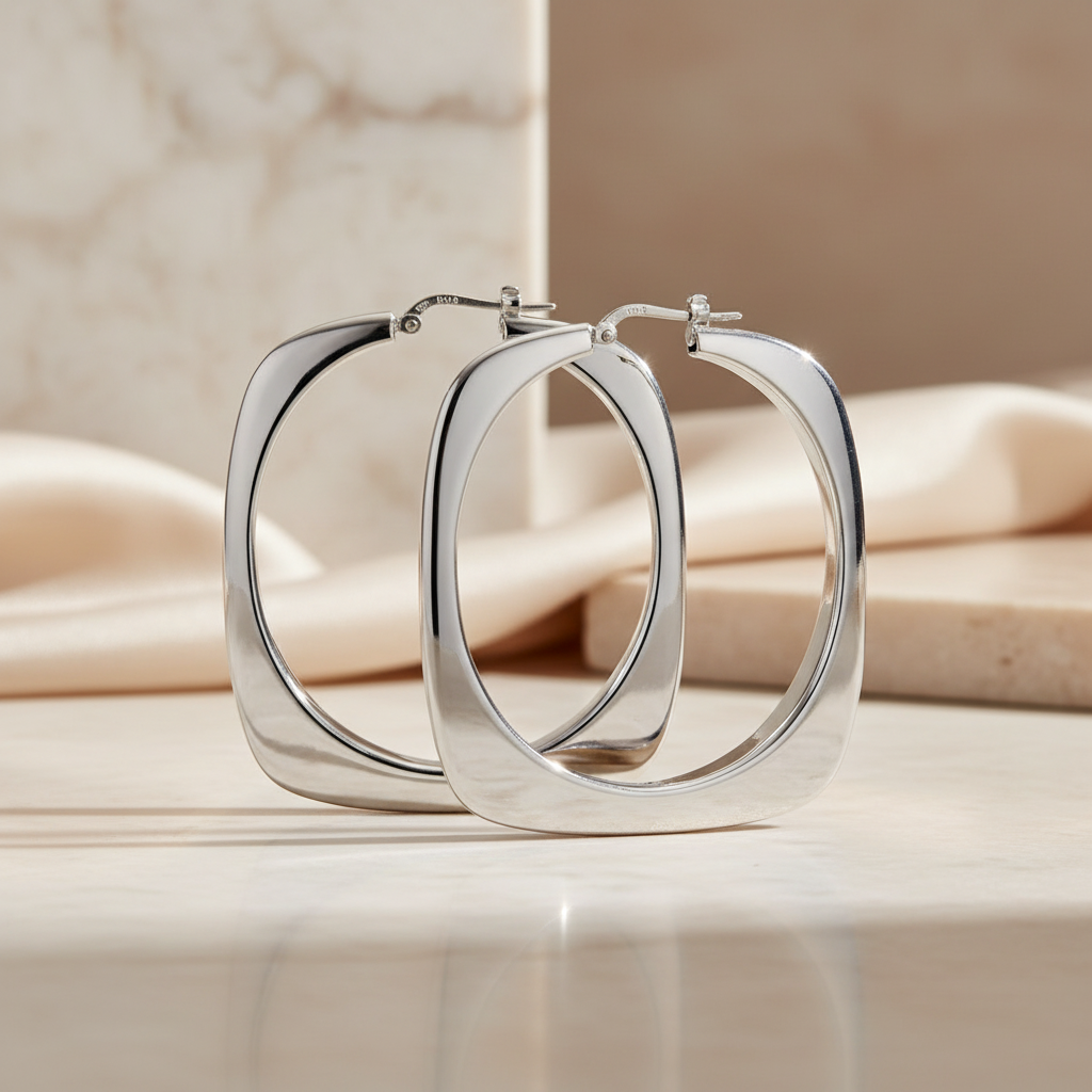 Miss Mimi Flat Square Hoops