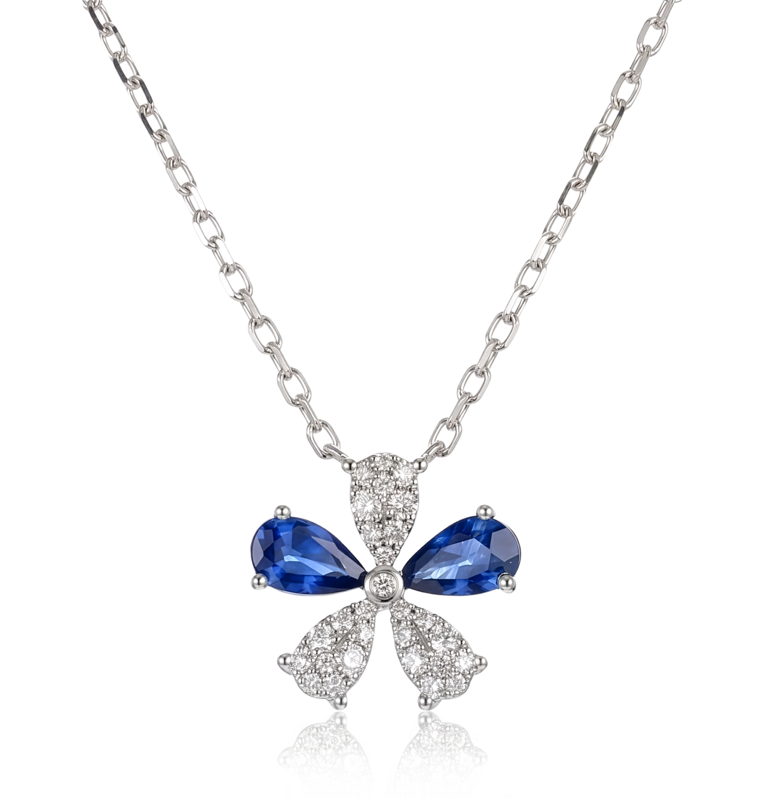 14K Gold Sapphire & Diamond Necklace