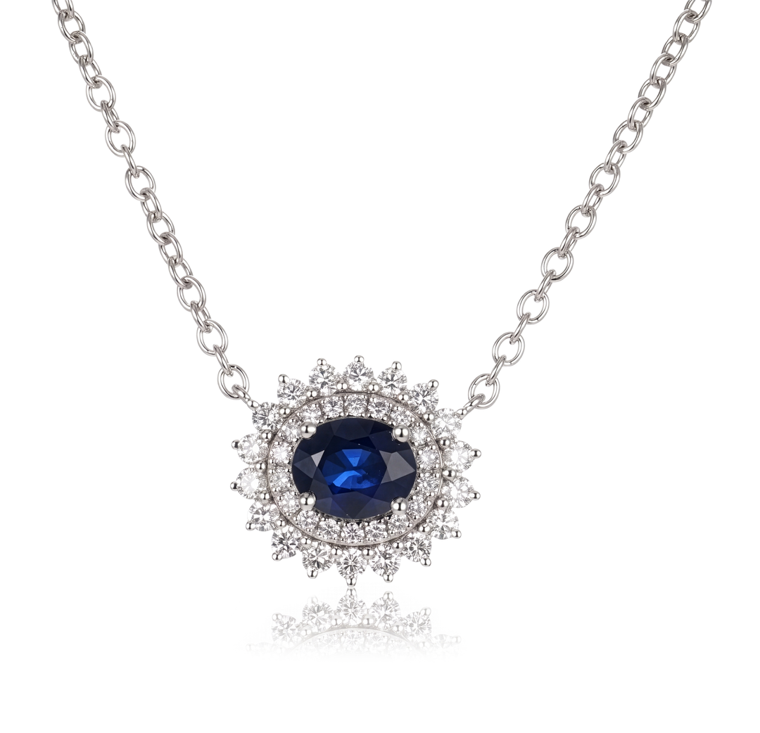 18K Gold Sapphire & Diamond Necklace