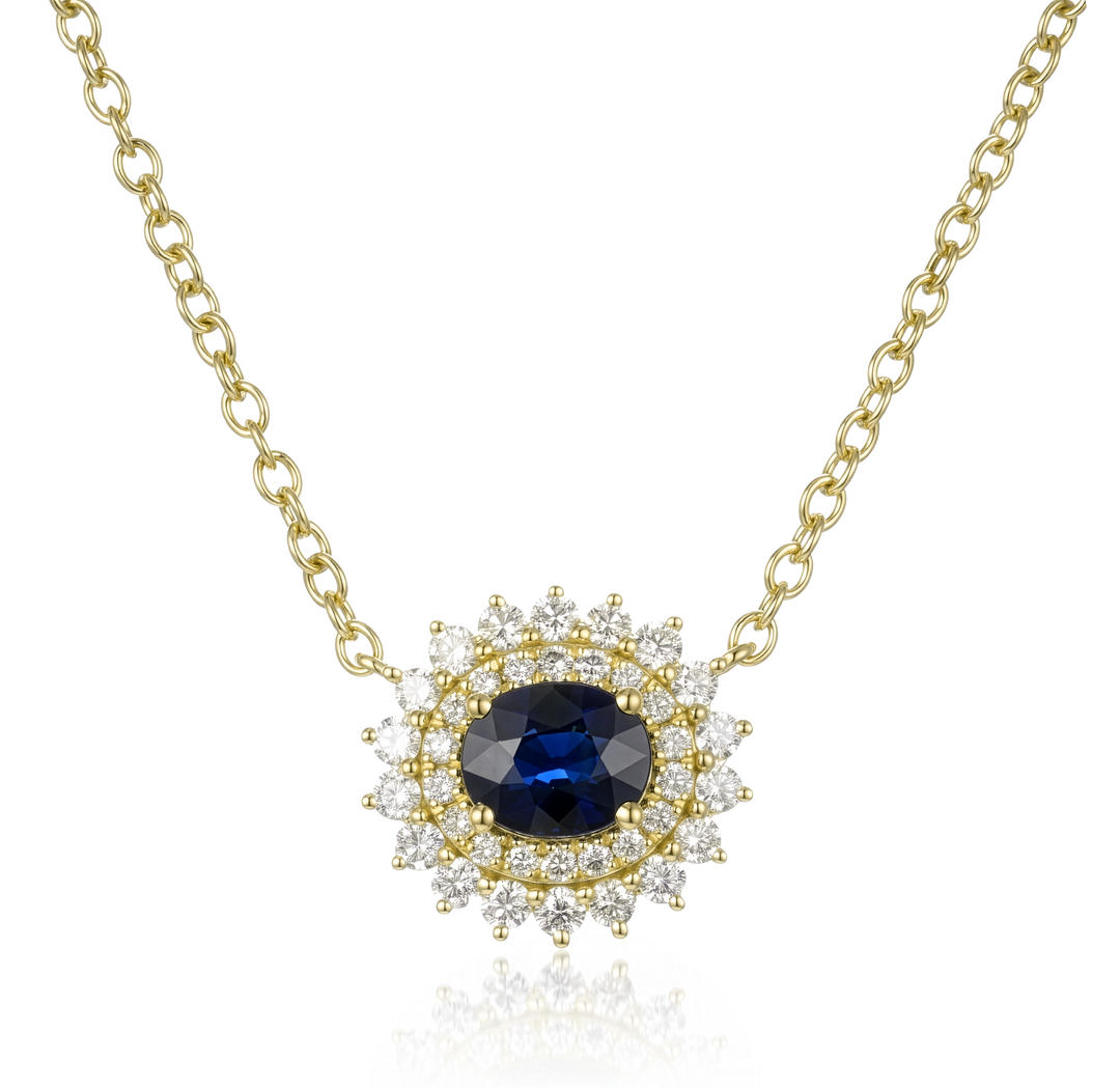 18K Gold Sapphire & Diamond Necklace