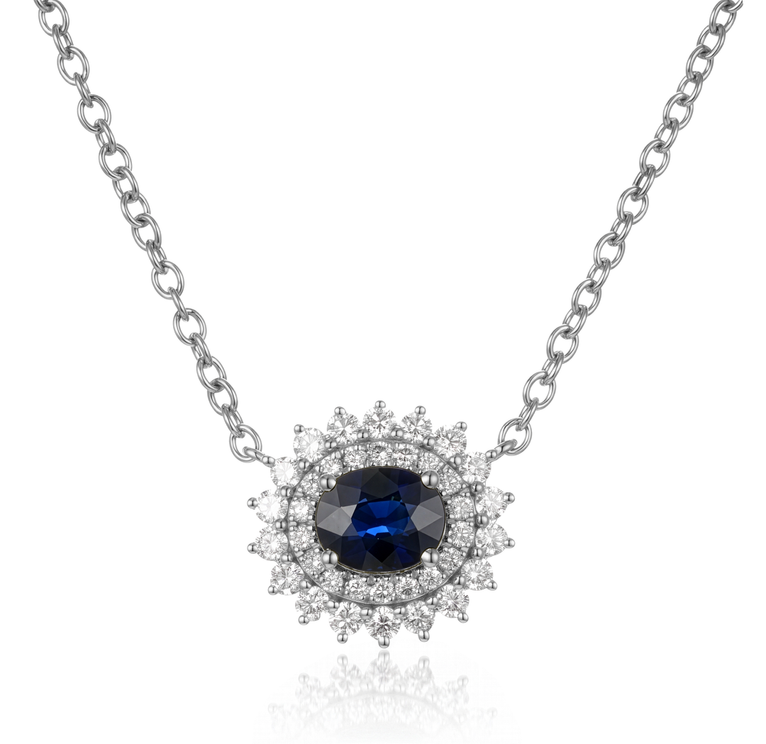 18K Gold Sapphire & Diamond Necklace