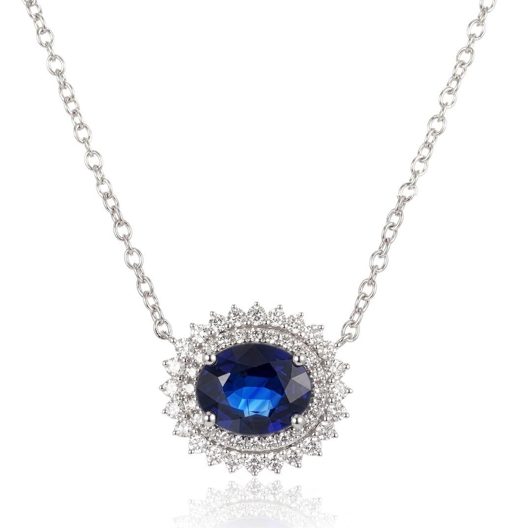 18K Gold Sapphire & Diamond Necklace