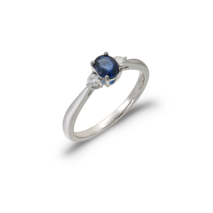 18K Gold Sapphire & Diamond Trinity Ring by ORLY Jewellers