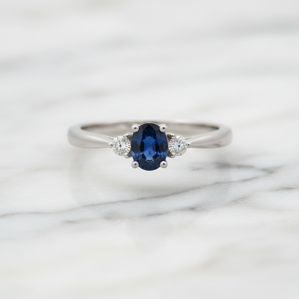 Bague Trinity en or 18 carats, saphir et diamants