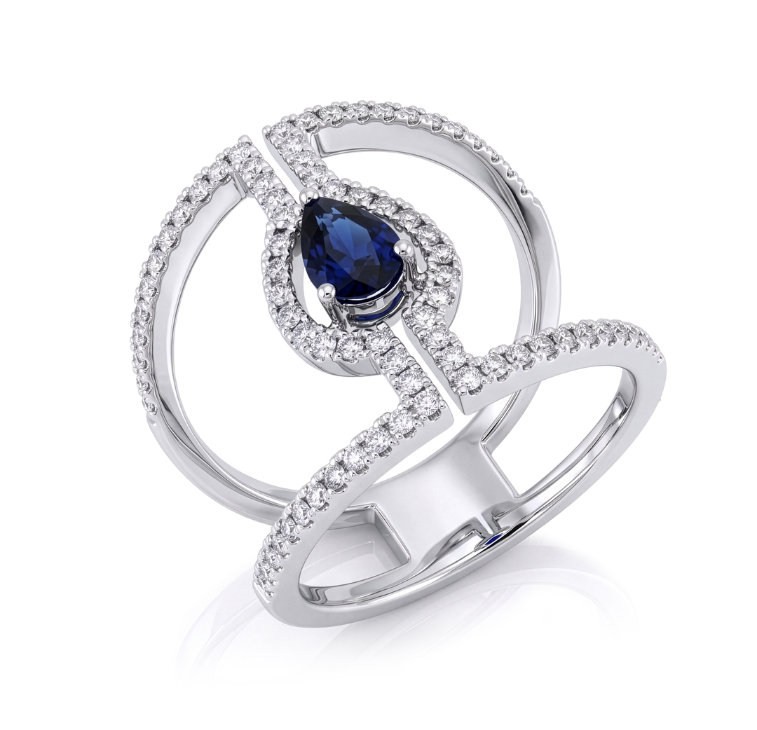 18K Gold Sapphire & Diamond Ring