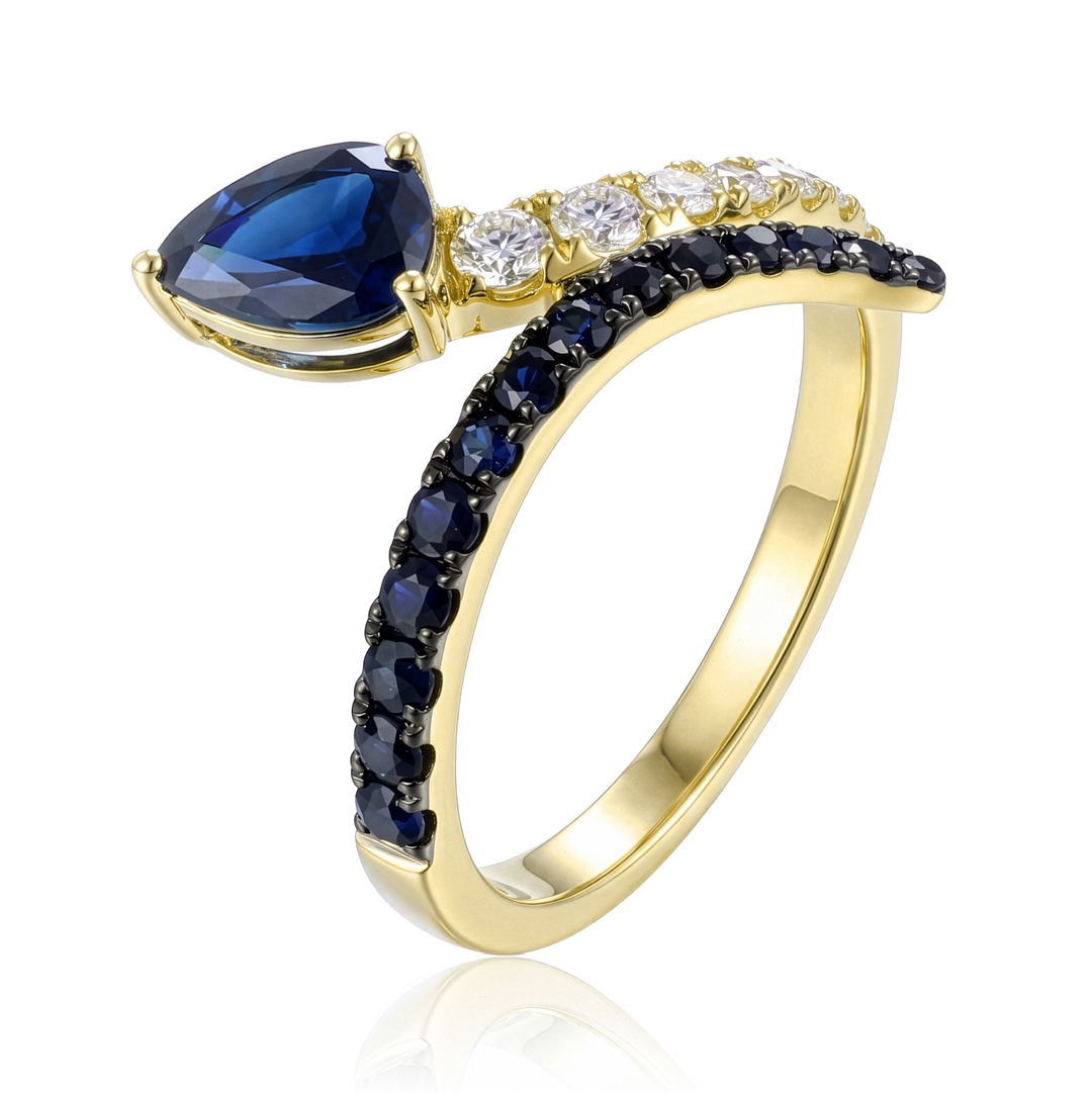 18K Gold Sapphire & Diamond Ring