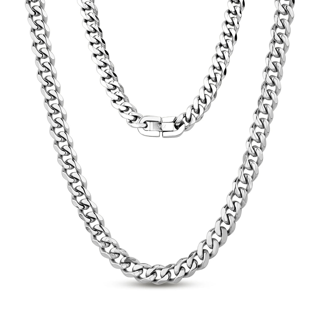 A.R.Z Steel 8mm Cuban Link Necklace