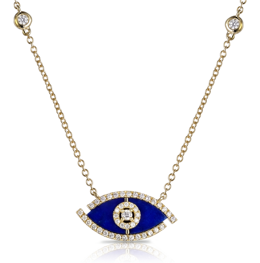 18K Gold Lapis Lazuli & Diamond Necklace