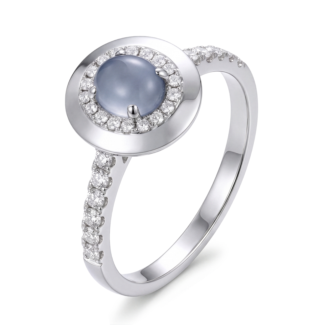 18K Gold Chalcedony & Diamond Ring
