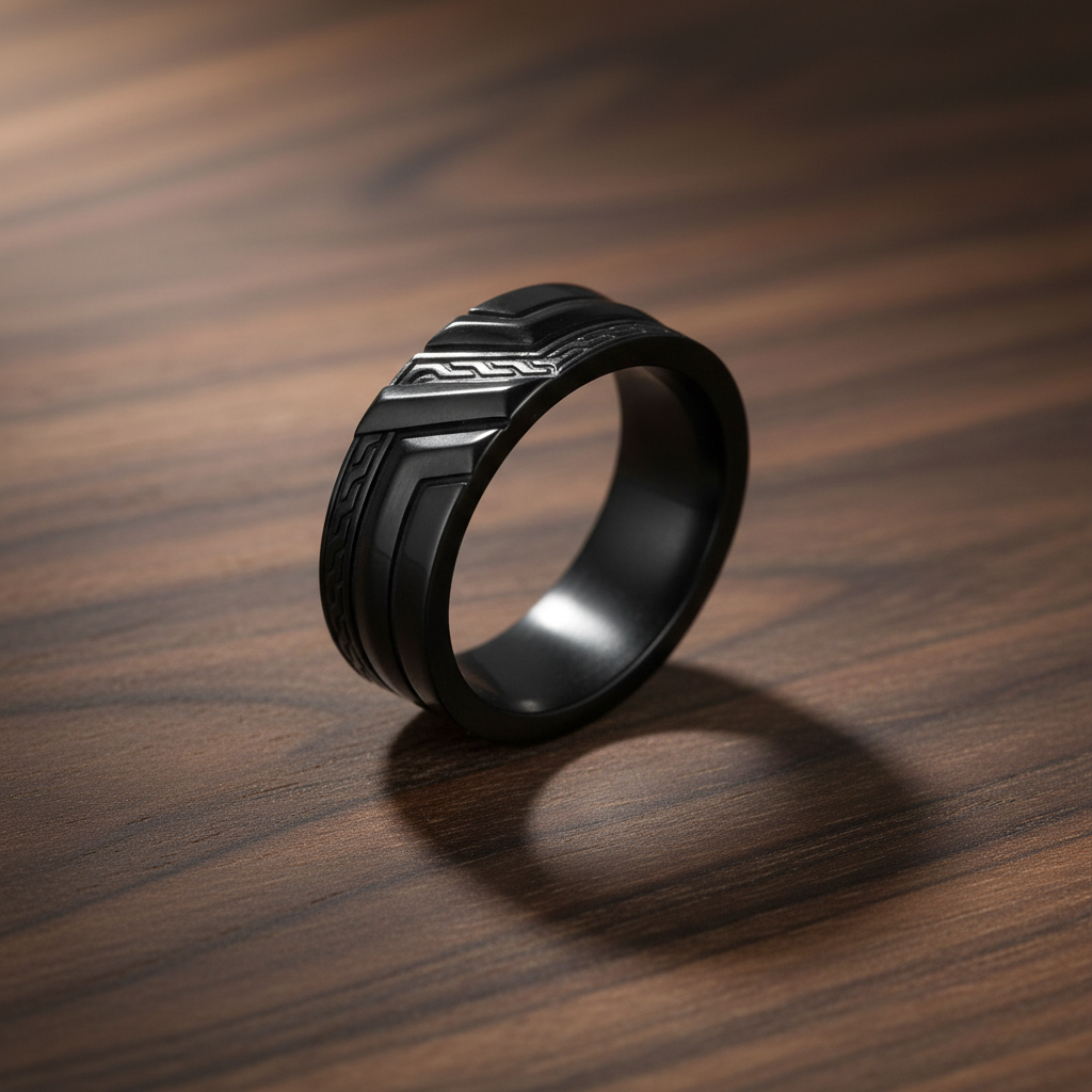 Bague en acier détaillée ARZ pour hommes