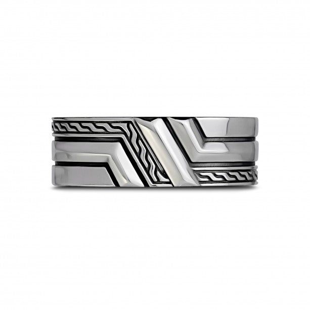 A.R.Z Men's Detailed Steel Ring