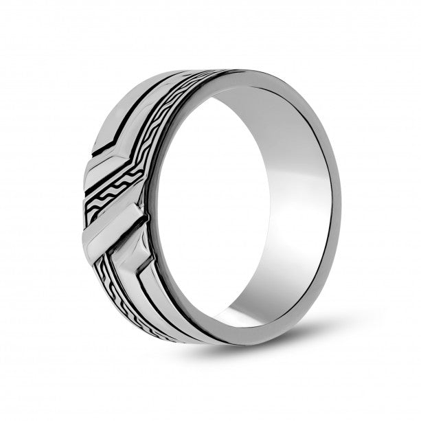 A.R.Z Men's Detailed Steel Ring