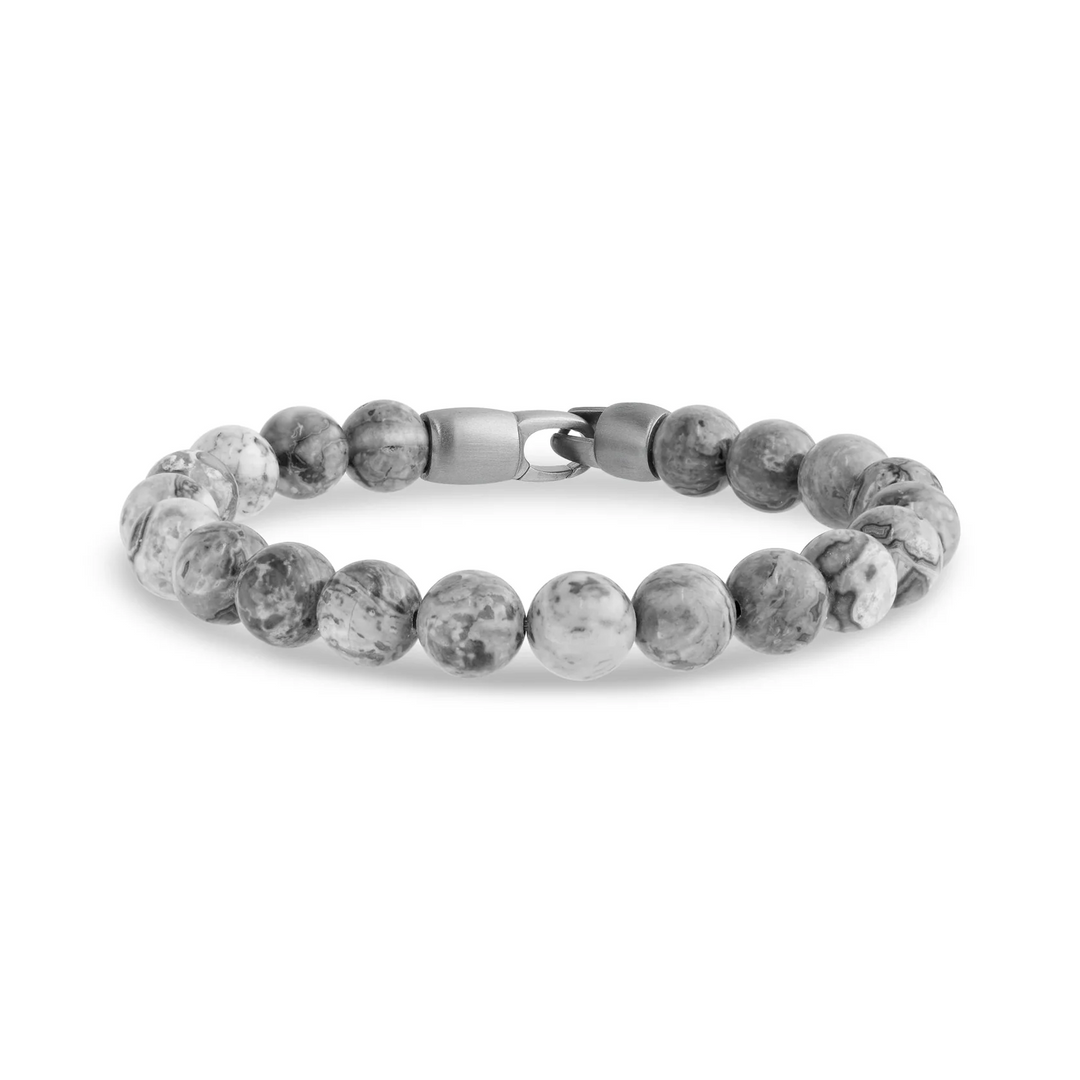A.R.Z Steel Grey Jasper Stone Bracelet 9mm