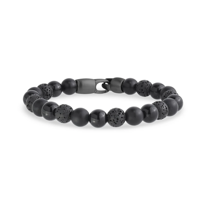 A.R.Z Steel Matte and Shiny Onyx Bracelet 8mm