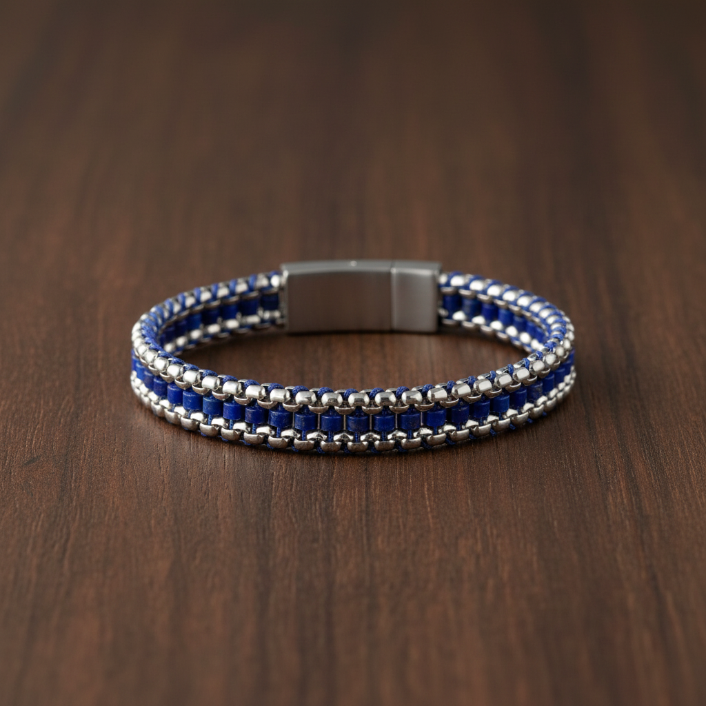 A.R.Z Steel Lapis Lazuli Steel Bracelet 9mm