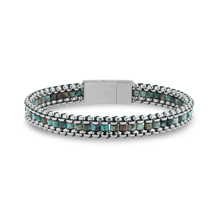 A.R.Z Steel Tethered African Turquoise Bracelet 9mm