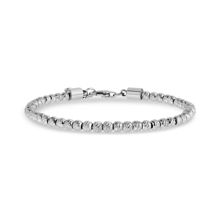 A.R.Z Steel Diamond Cut Beaded Bracelet 4mm