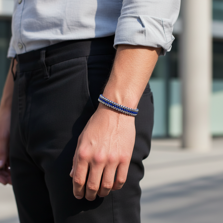 A.R.Z Steel Lapis Lazuli Steel Bracelet 9mm