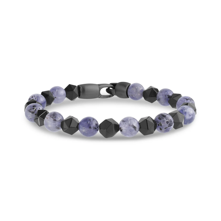 A.R.Z Steel Iolite Bead Bracelet 8mm