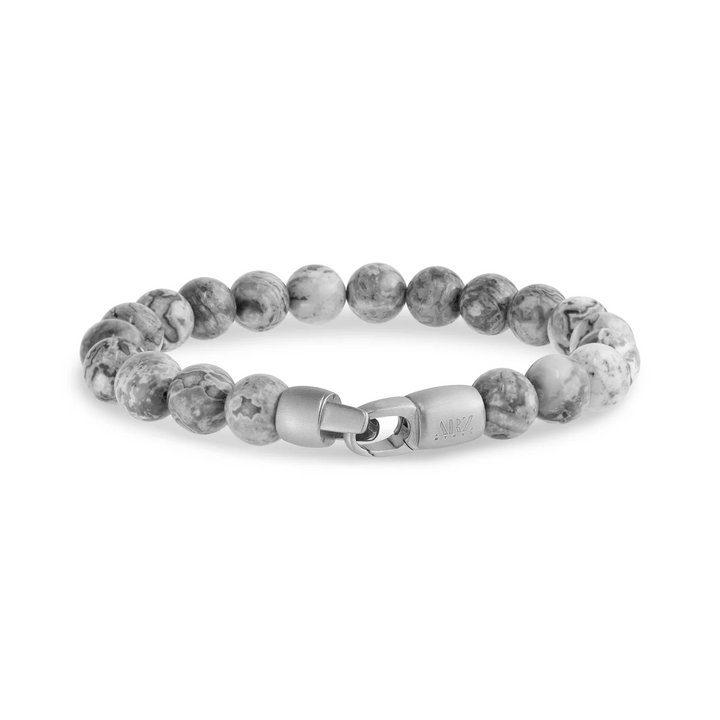 A.R.Z Steel Grey Jasper Stone Bracelet 9mm