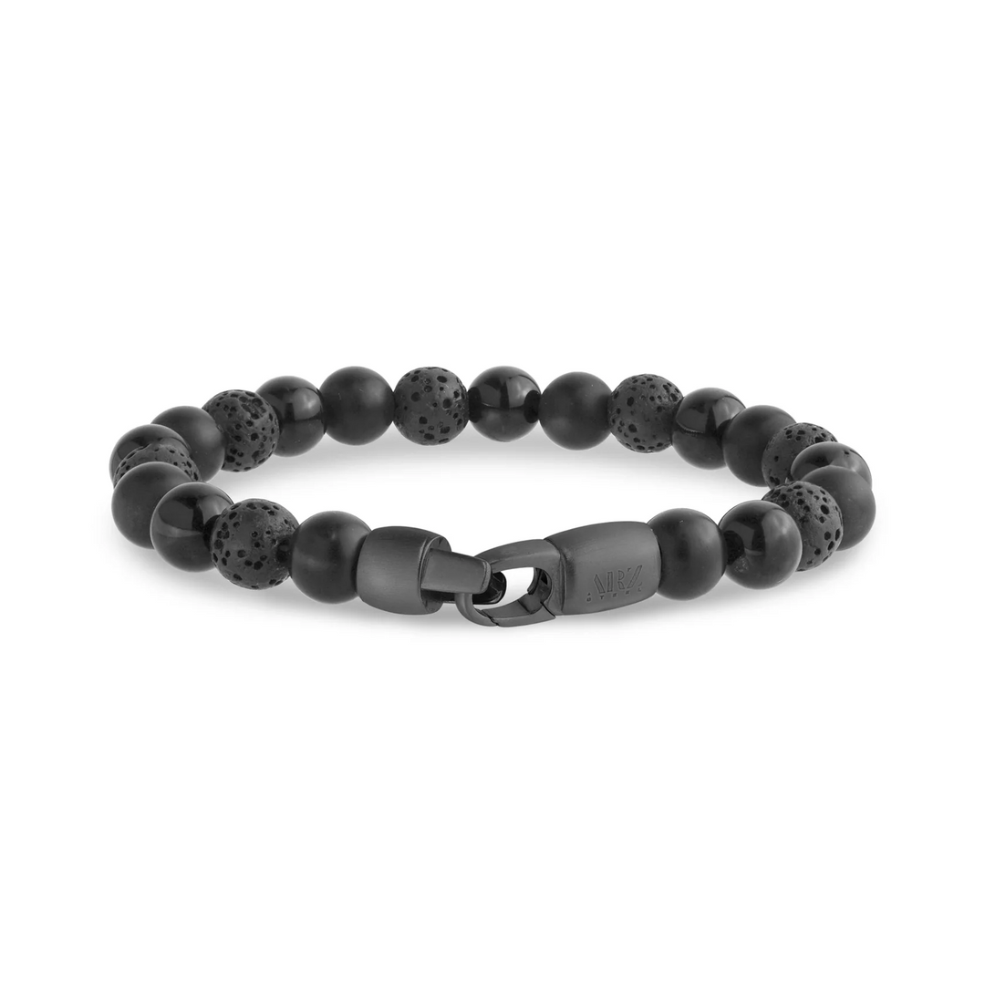 A.R.Z Steel Matte and Shiny Onyx Bracelet 8mm