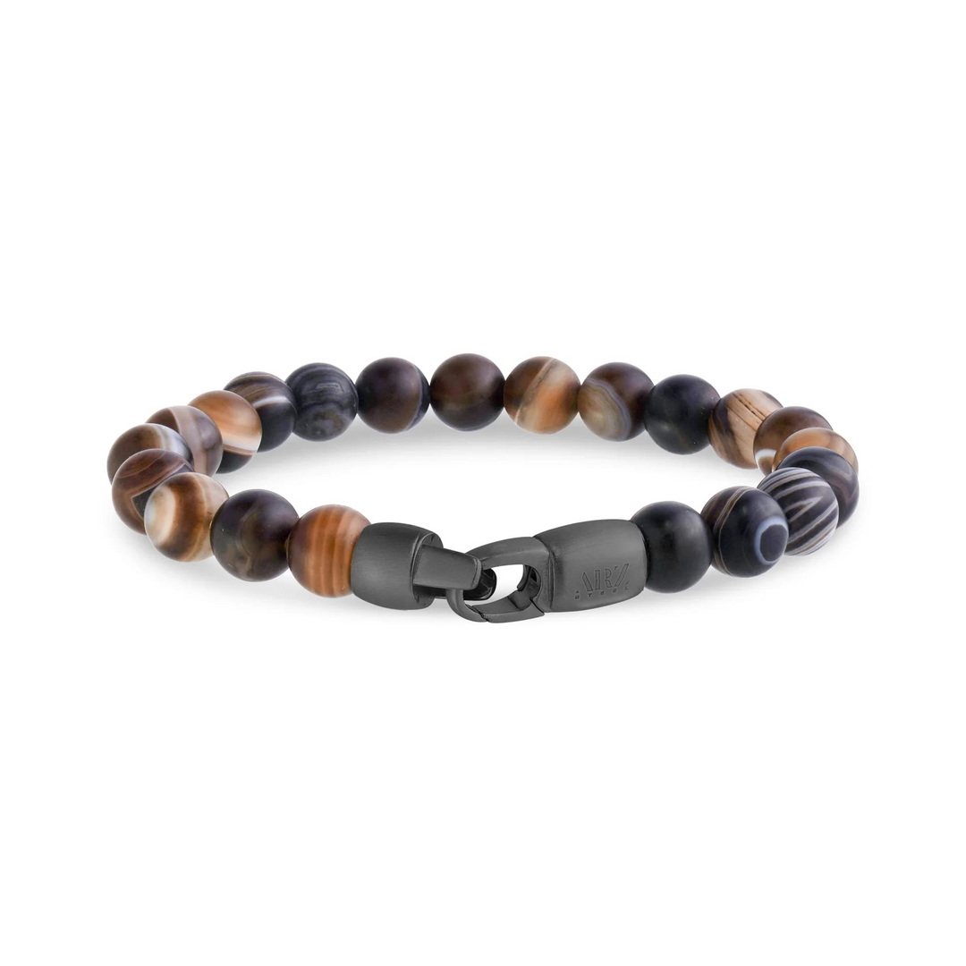 A.R.Z Steel Sardonyx Beaded Bracelet 8mm