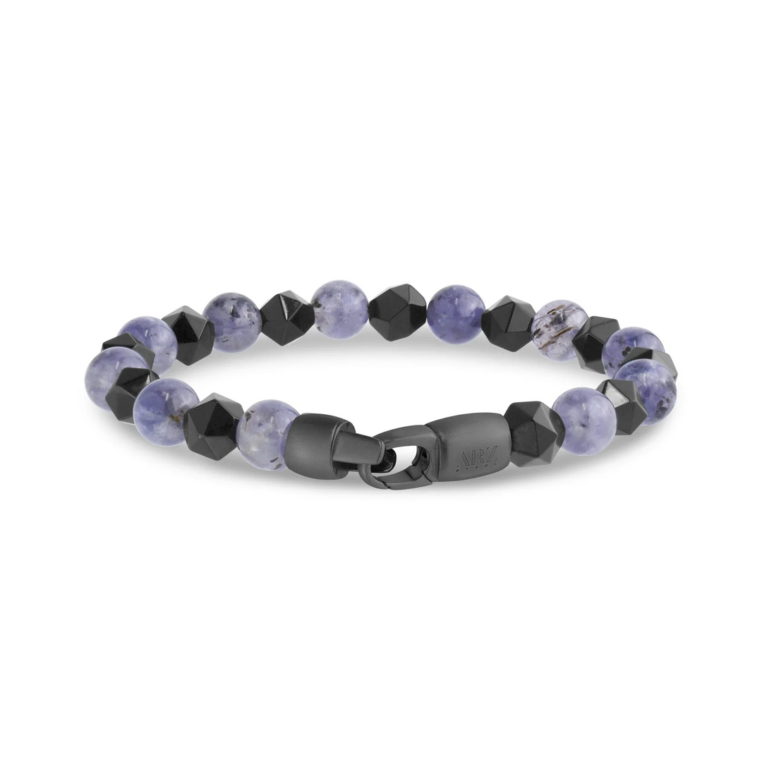 A.R.Z Steel Iolite Bead Bracelet 8mm