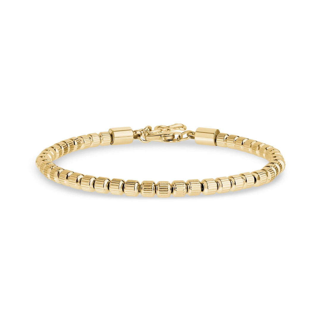 A.R.Z Steel Textured Barrel Bead Bracelet 4mm