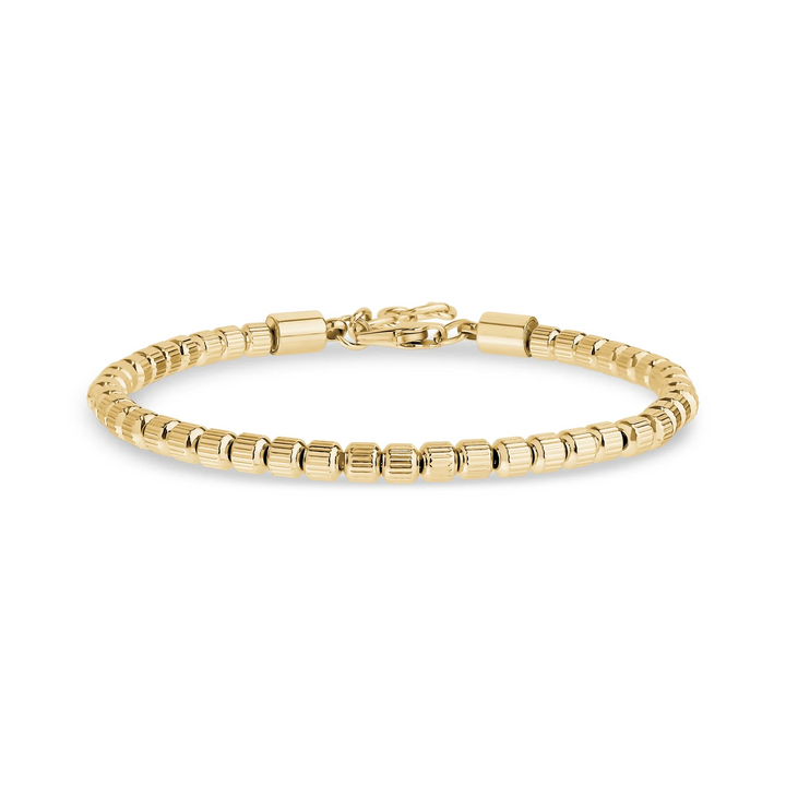 A.R.Z Steel Textured Barrel Bead Bracelet 4mm