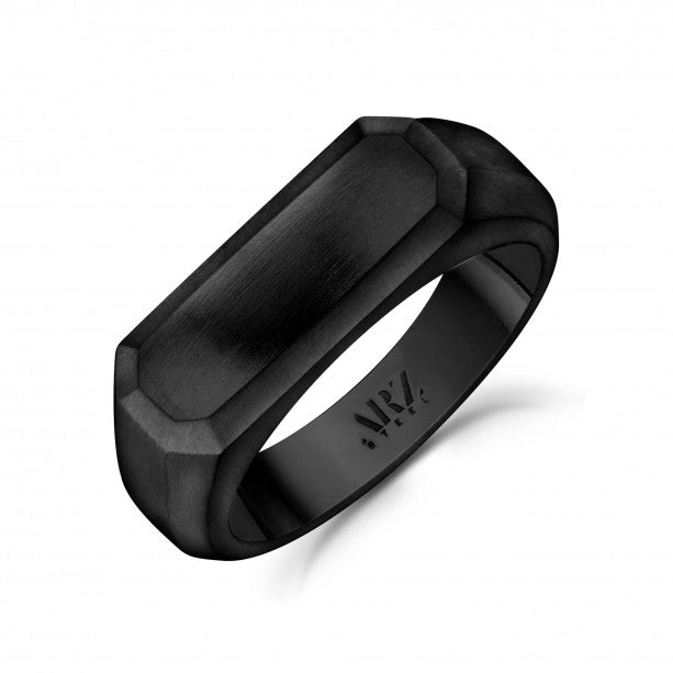 A.R.Z Stainless Steel Matte Rectangle Signet Ring | ORLY Jewellers