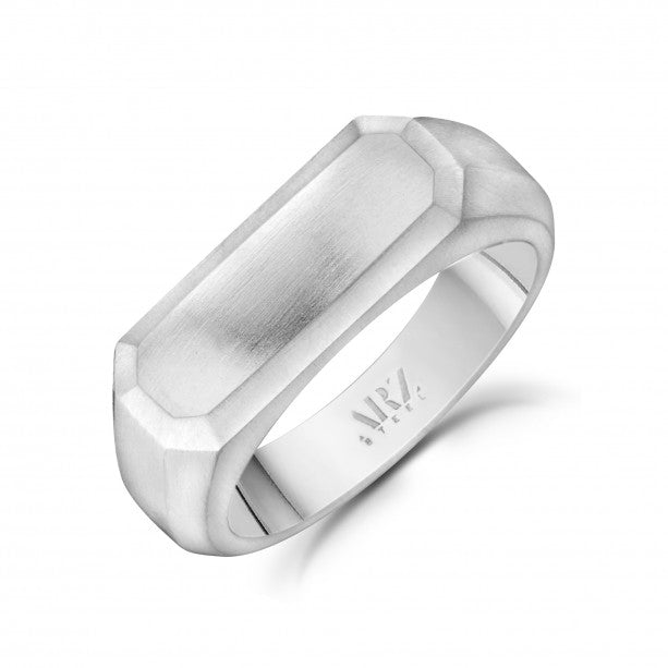 A.R.Z Stainless Steel Matte Rectangle Signet Ring | ORLY Jewellers