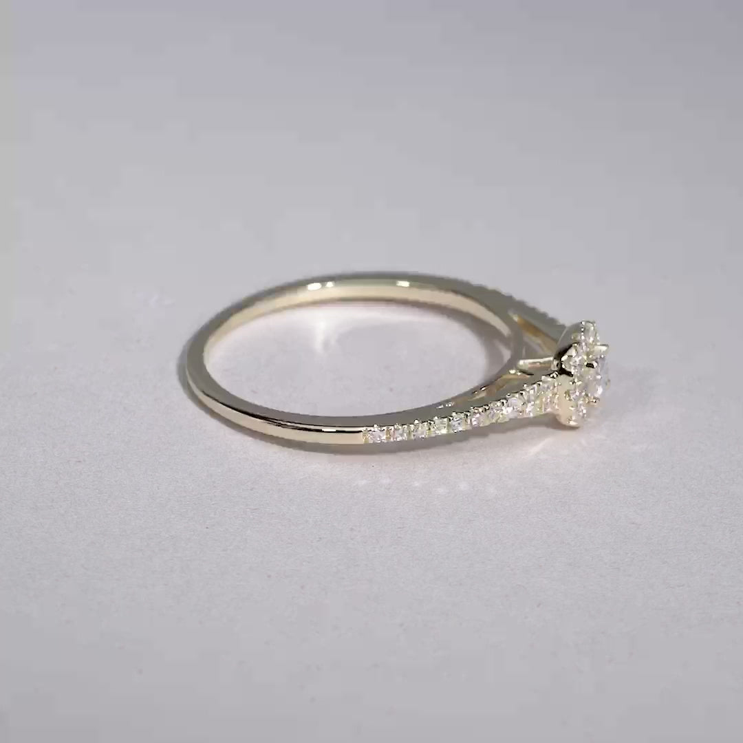 Pave Cushion Halo Diamond Ring
