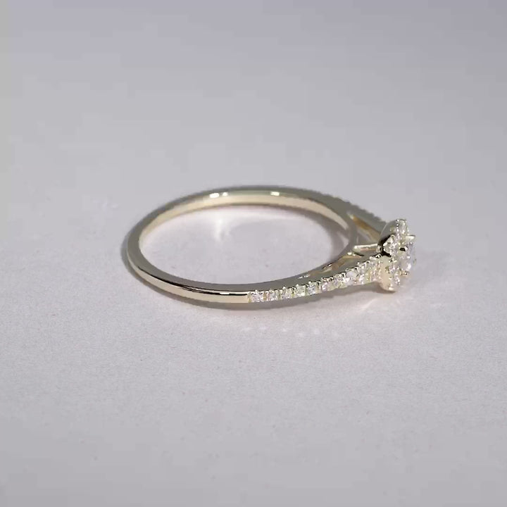 Pave Cushion Halo Diamond Ring