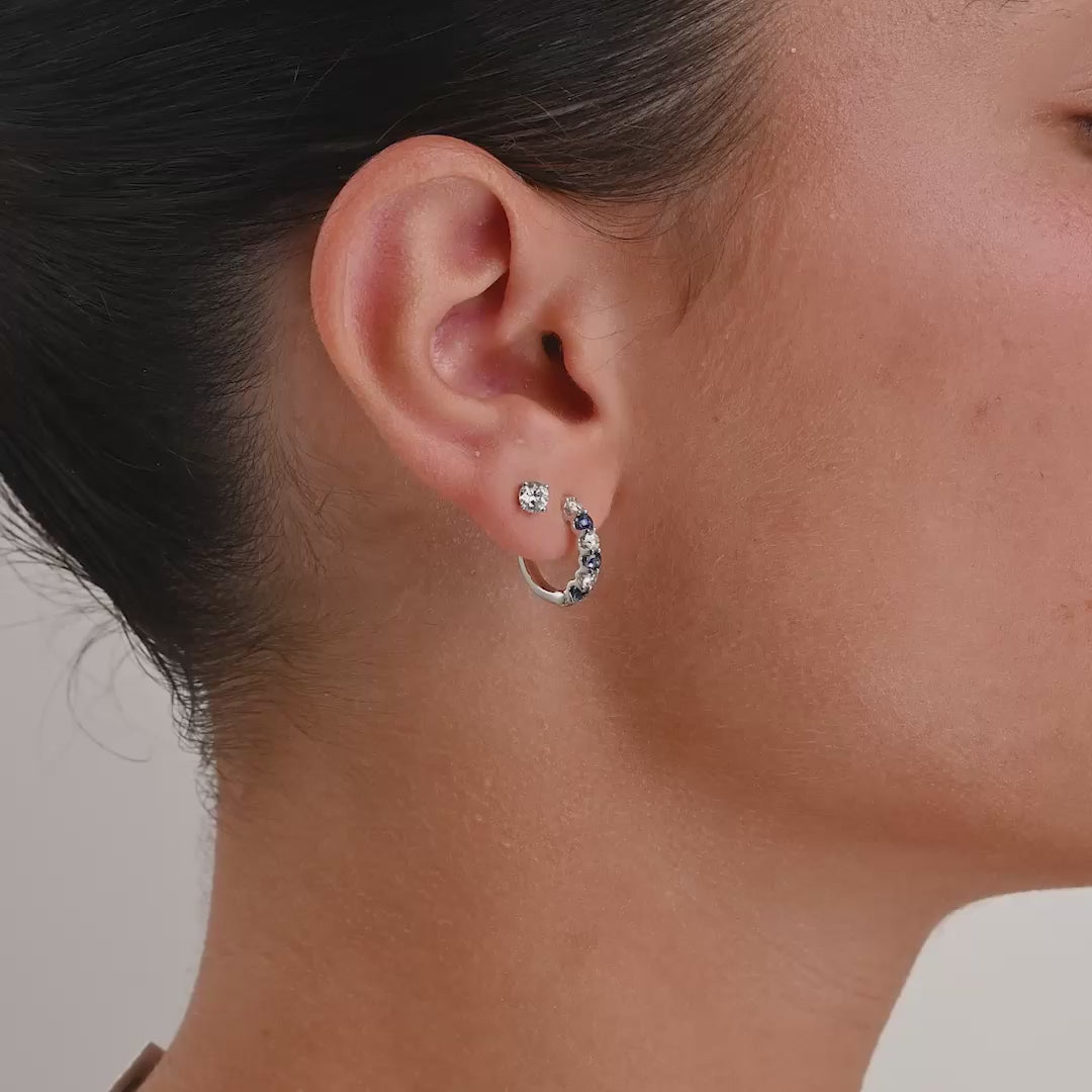 Precious Stone & Diamond Huggie Earrings