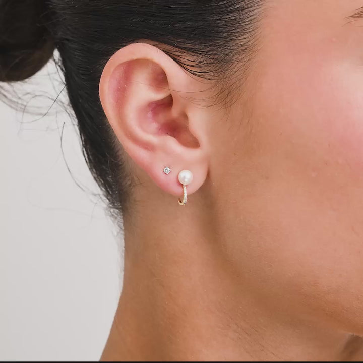 Cultured Pearl & Diamond Ear Wrap Stud Earrings