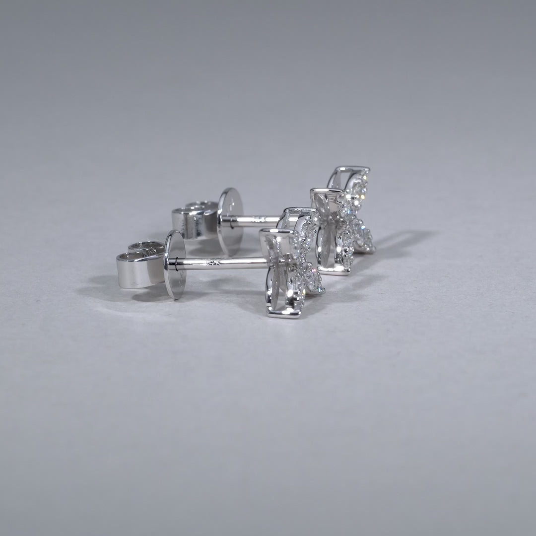 BOUCLES D'OREILLES CLOUS DIAMANT FLEUR MARQUISE