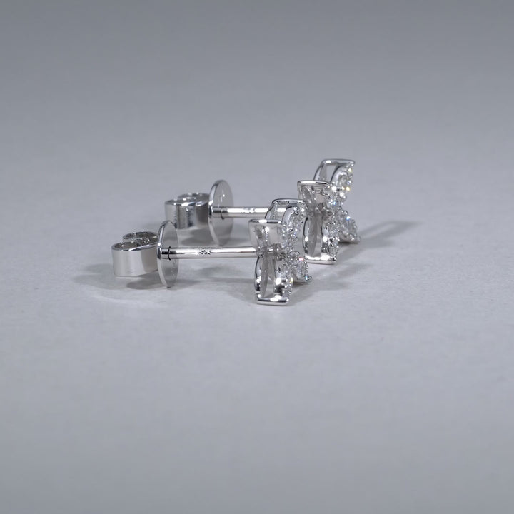 BOUCLES D'OREILLES CLOUS DIAMANT FLEUR MARQUISE