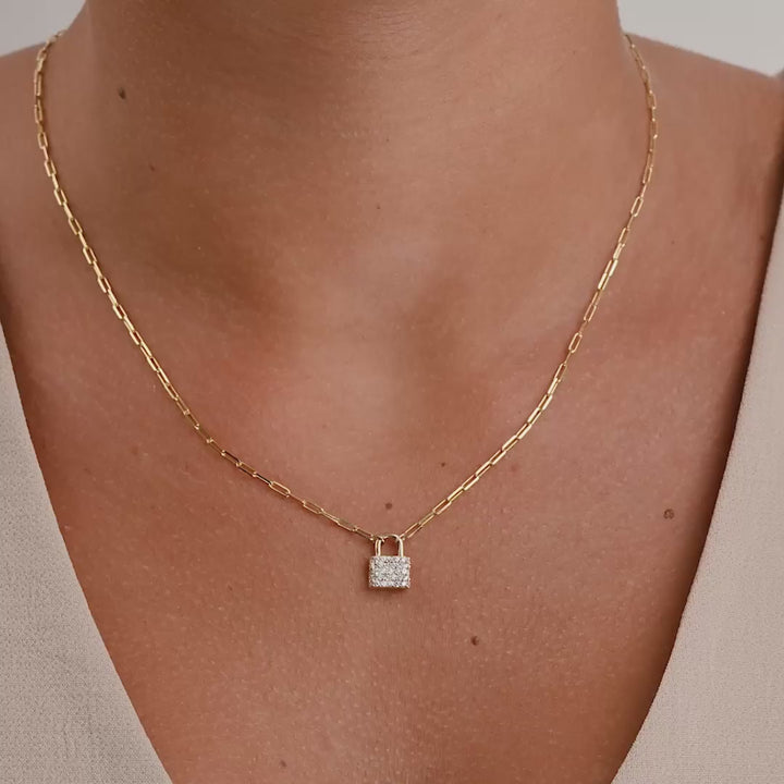 Mini Lock Diamond Pendant