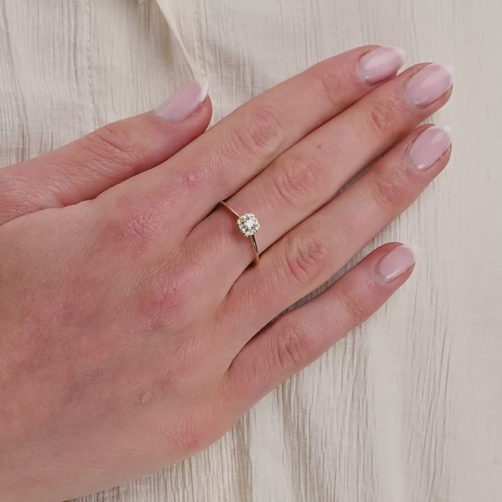 Cushion Diamond Halo Engagement Ring