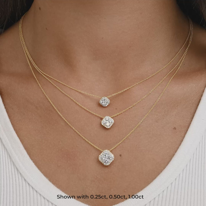 Cushion Halo Cluster Diamond Pendant