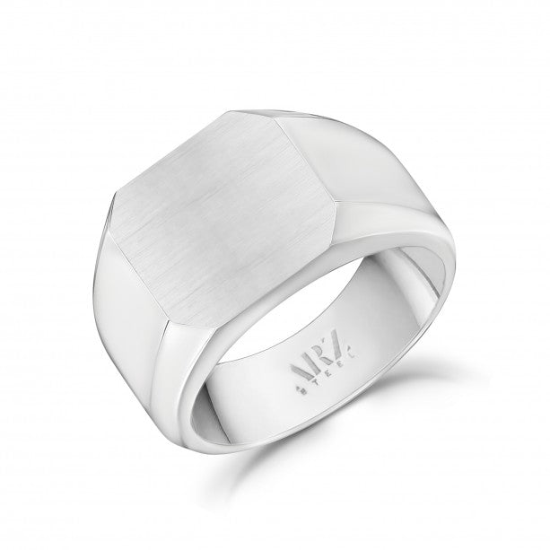 A.R.Z Stainless Steel Matte Signet Ring | ORLY Jewellers | Men's Jewelry