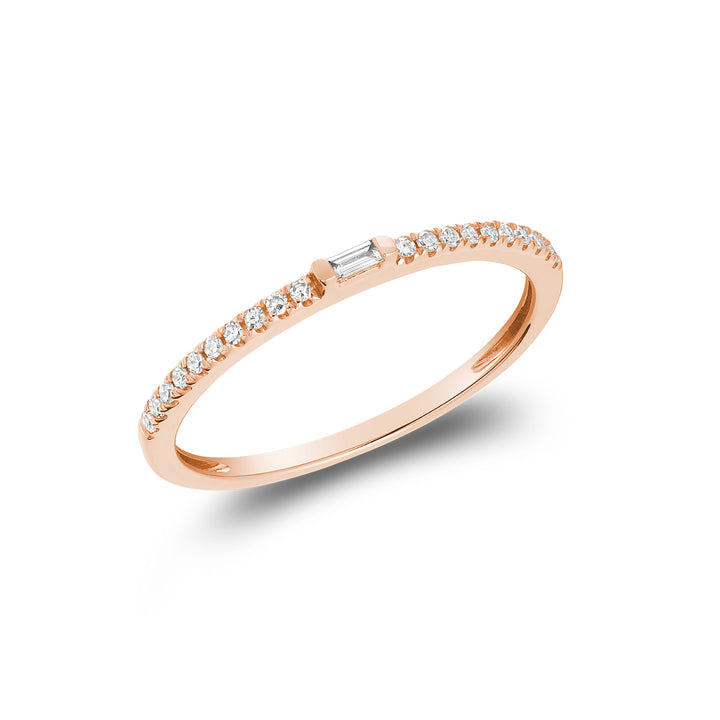 Diamond semi eternity baguette ring 10K pink gold