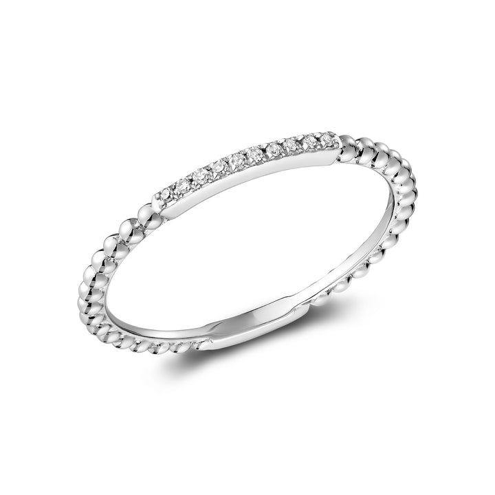 10K White Gold diamond bar beaded ring by ORLY Jewellers