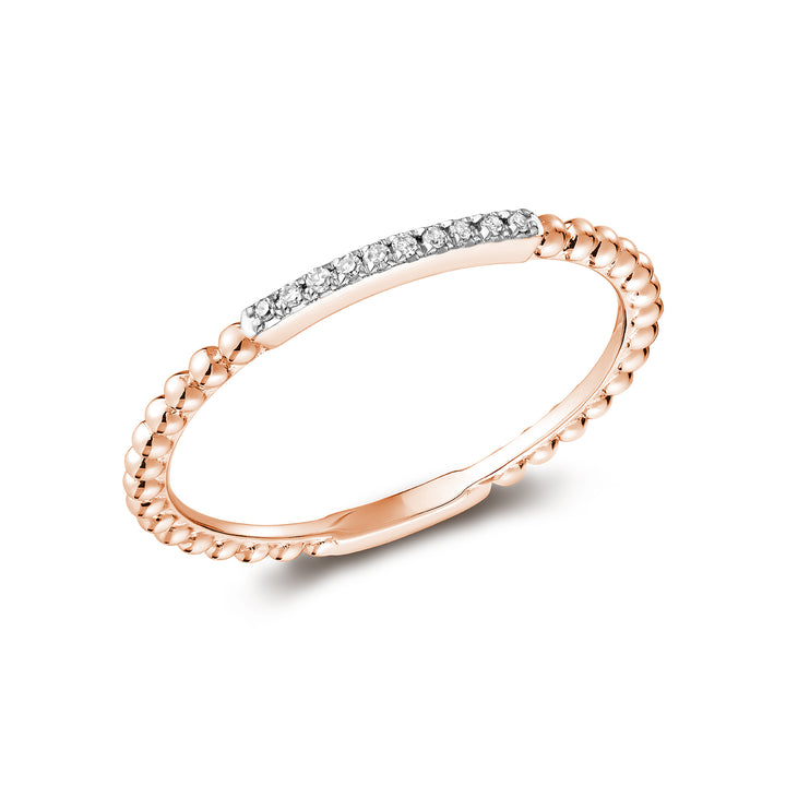 10K Rose Gold diamond bar beaded ring by ORLY Jewellers