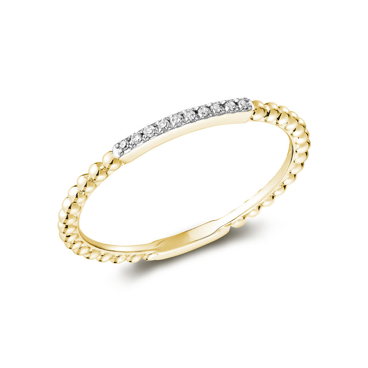 10K Yellow Gold diamond bar beaded ring by ORLY Jewellers