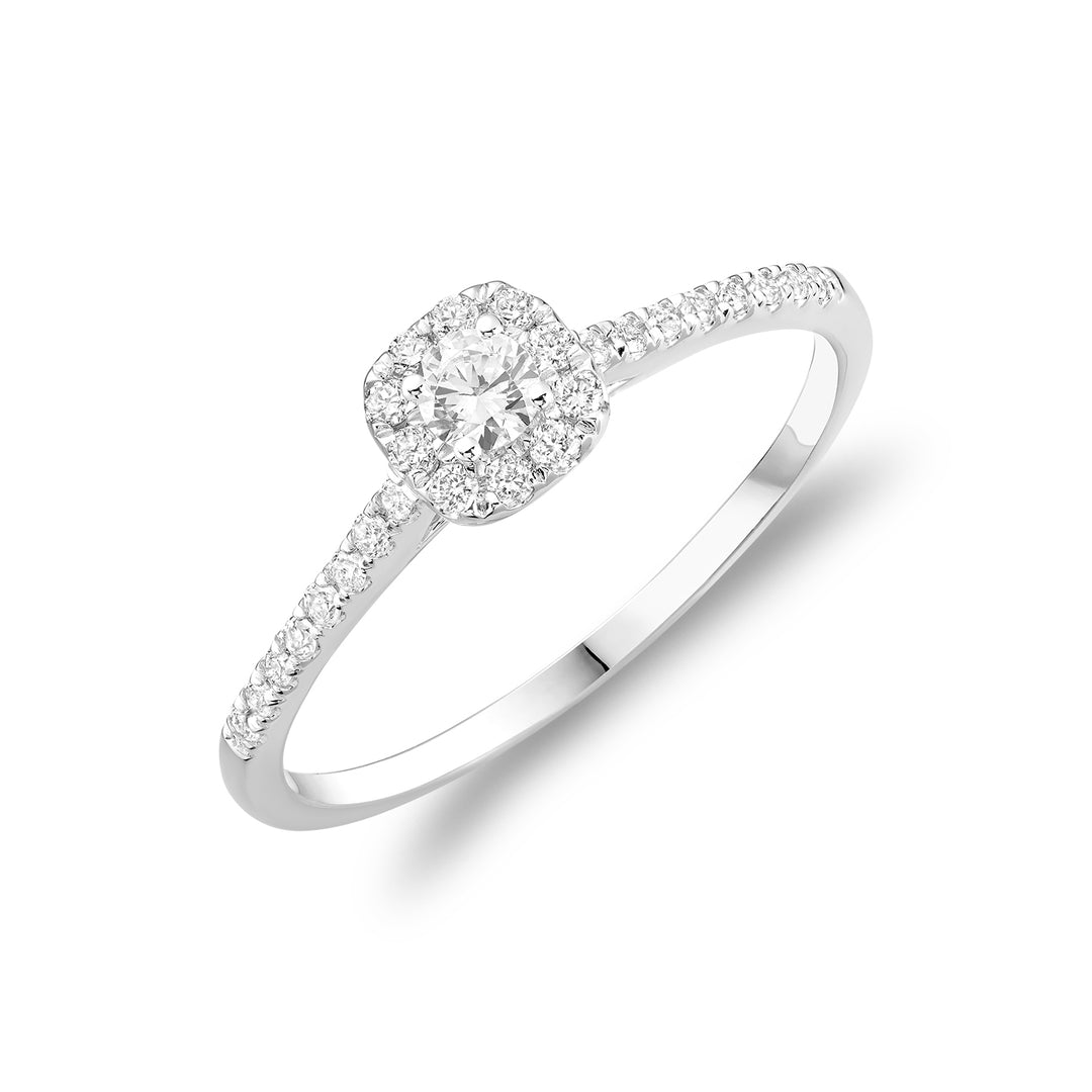 10K White Gold Cushion Shape Diamond Halo Engagement Ring by ORLY Jewellers