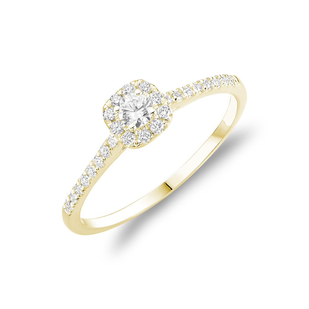 10K Yellow Gold Cushion Shape Diamond Halo Engagement Ring by ORLY Jewellers