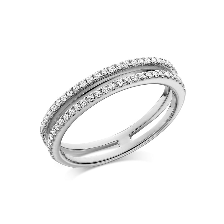 14K White Gold Double Row Diamond Fashion Ring by ORLY Jewellers